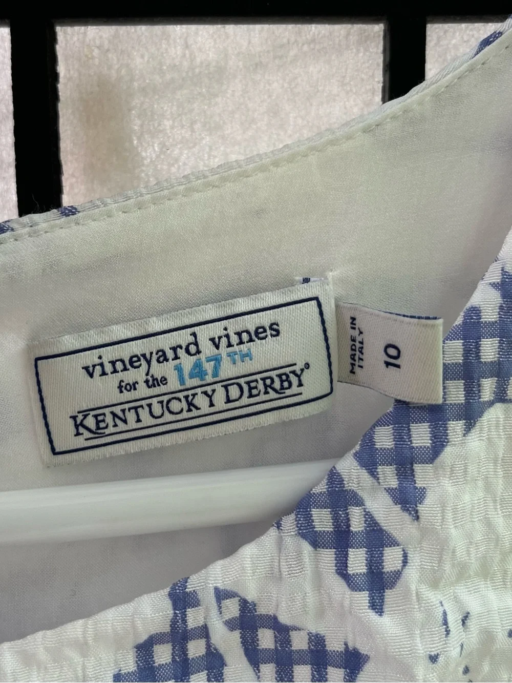 Vineyard Vines White and Blue Sleeveless Tie-Waist Midi Dress - Picture 2 of 2